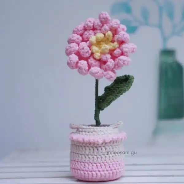 Crochet Chrysanthemum In A Pot