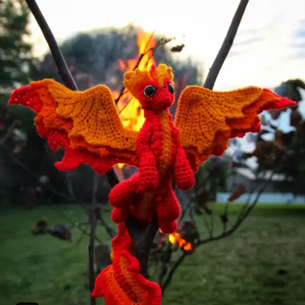 Elemental Fire Dragon Crochet Amigurumi Dragon
