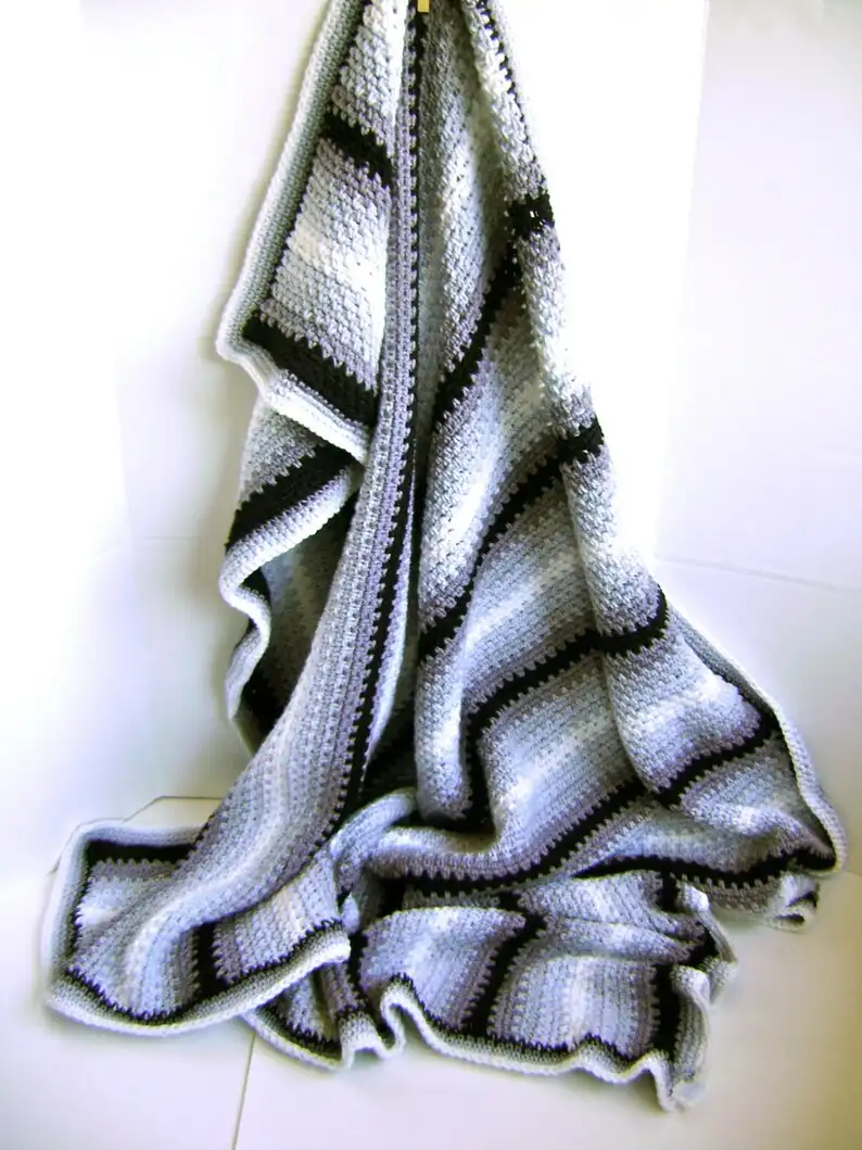 Striped Cable Blanket