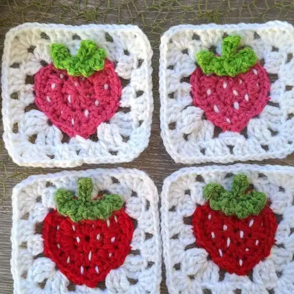 Crochet Strawberry Granny Square Pattern