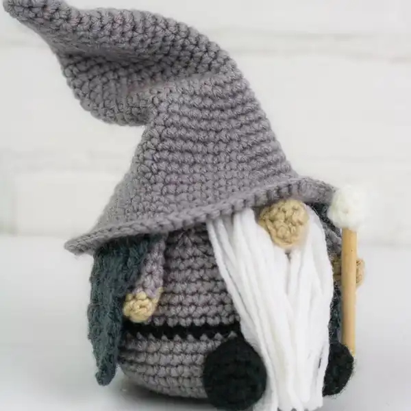 Wizard Gnome with a Pointed Hat and Magic Staff
