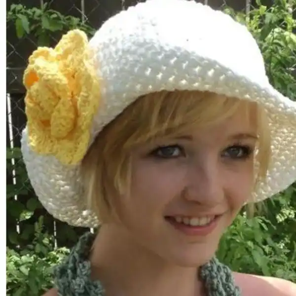 Bucket Hat with Flower Appliqué
