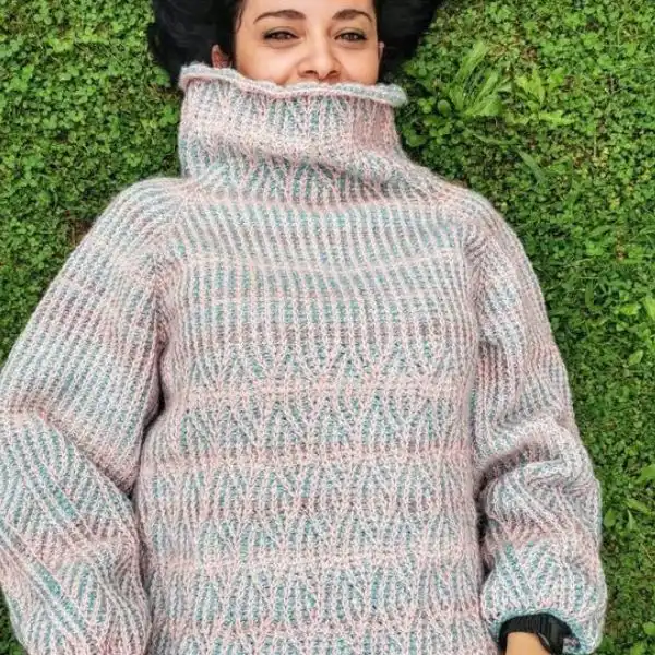 Tunisian Turtleneck Sweater
