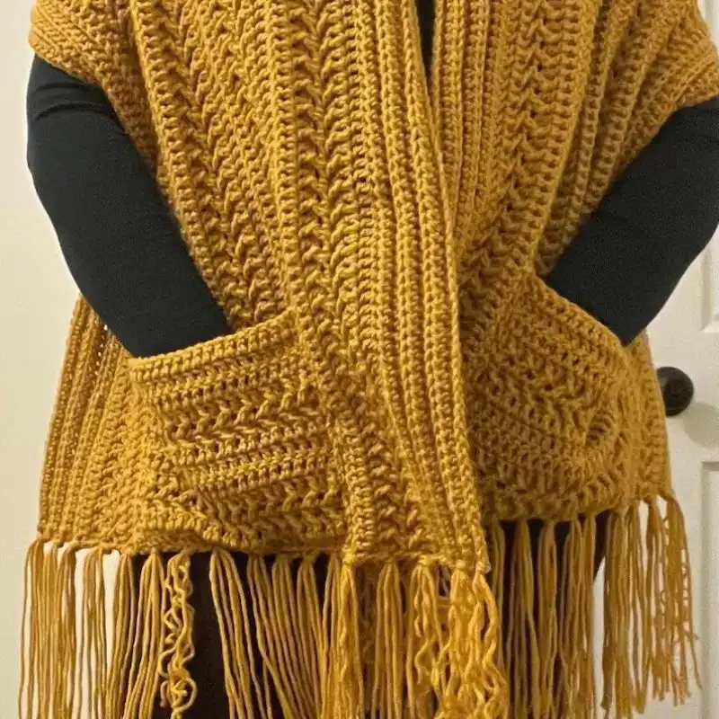 Crochet Shawl In Mustard Pattern