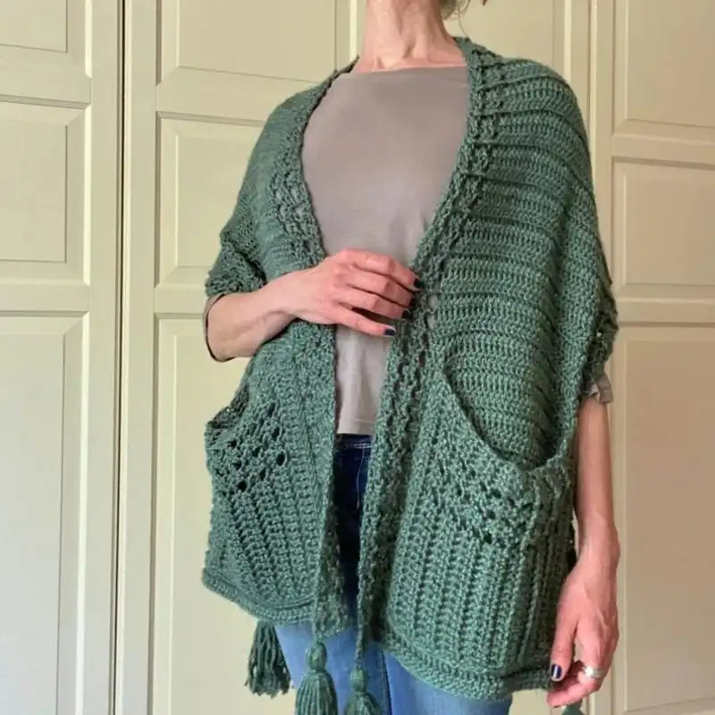 Easy Crochet Pocket Shawl Pattern