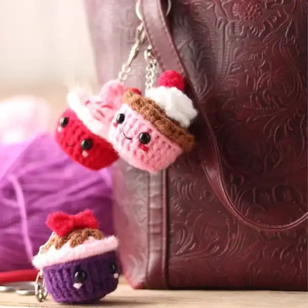 Crochet Cupcake Keychain