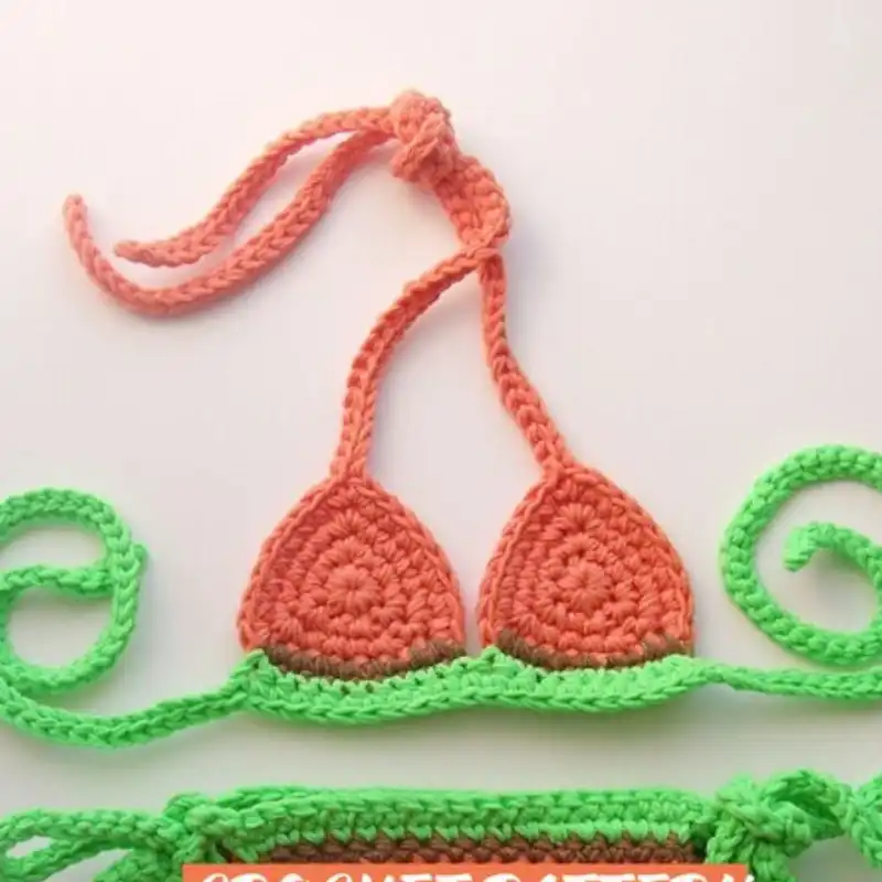 Crochet Baby Peach Bikini Set
