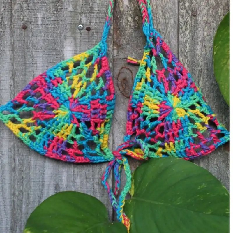 Crochet Bikini Rainbow Top