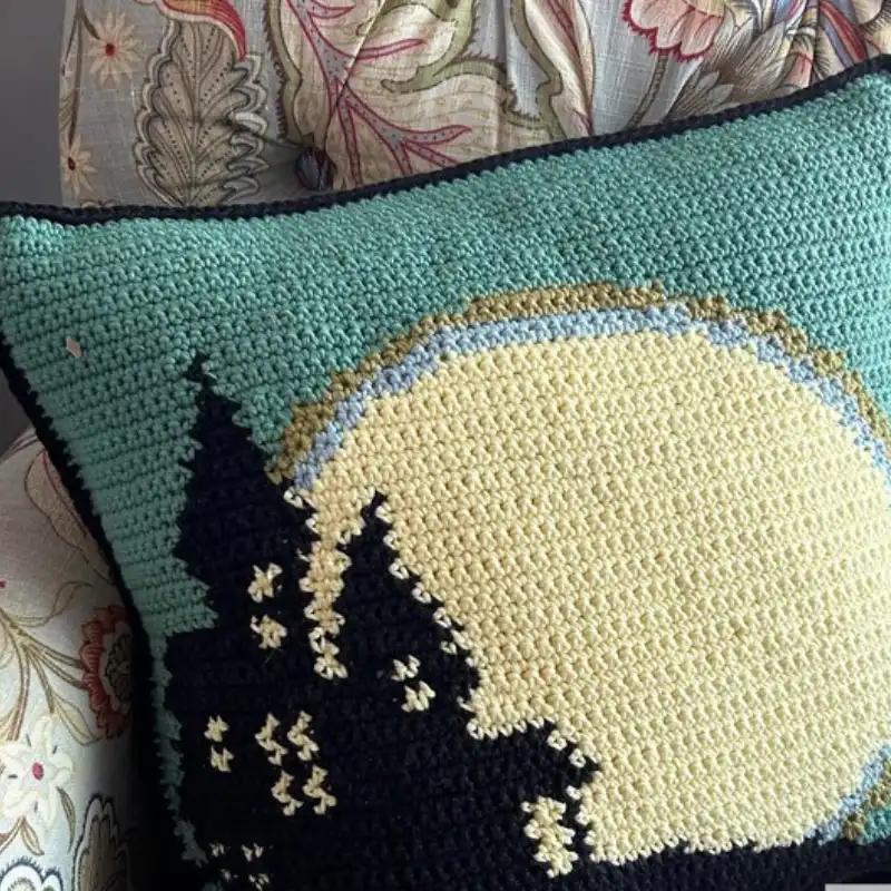 Haunted House Tapestry Pillow