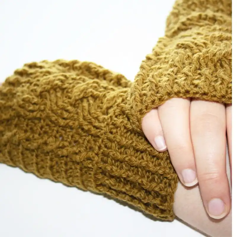 Braided Cable Fingerless Mitts