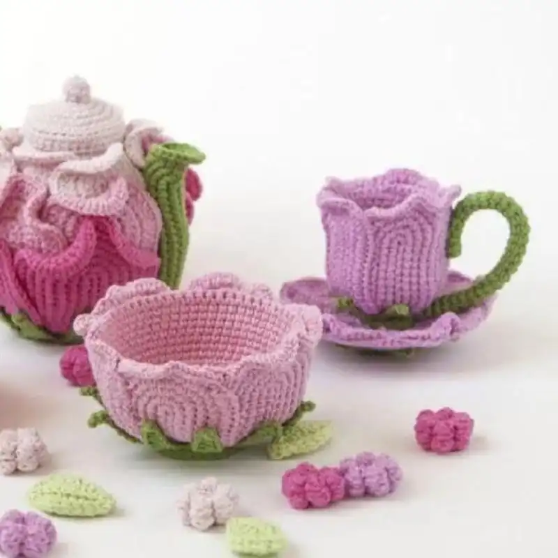 Crochet Teapot And Cup Miniatures