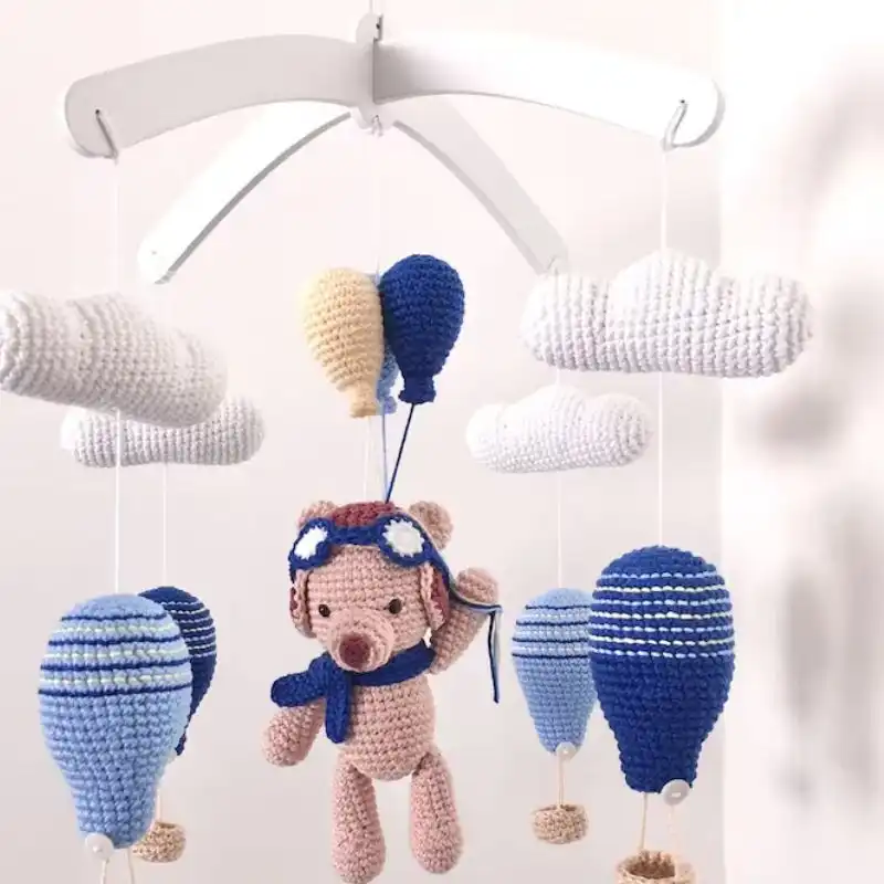 Crochet Balloon Bear Crib Mobile