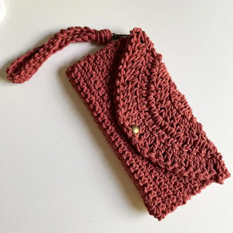 Boho-Style Crochet Wristlet Crochet Clutch