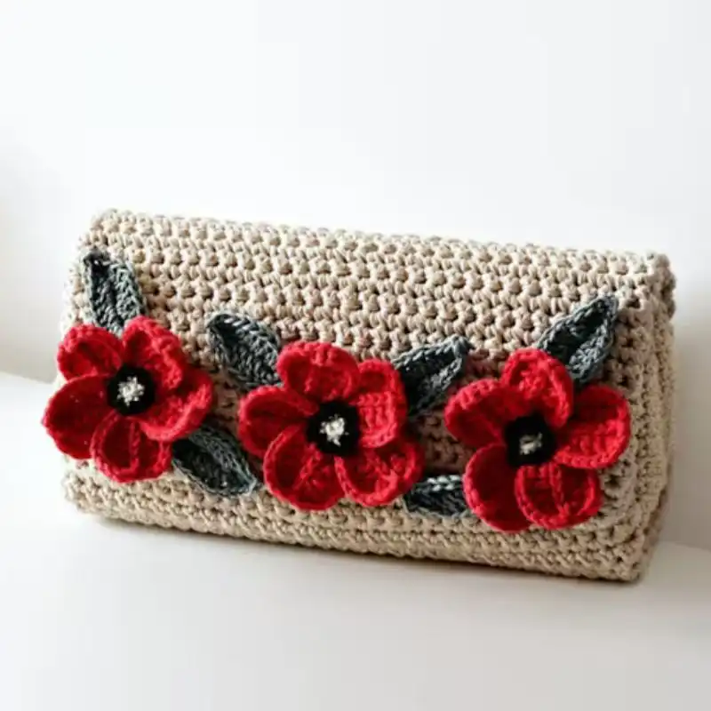 Crochet Floral Clutch
