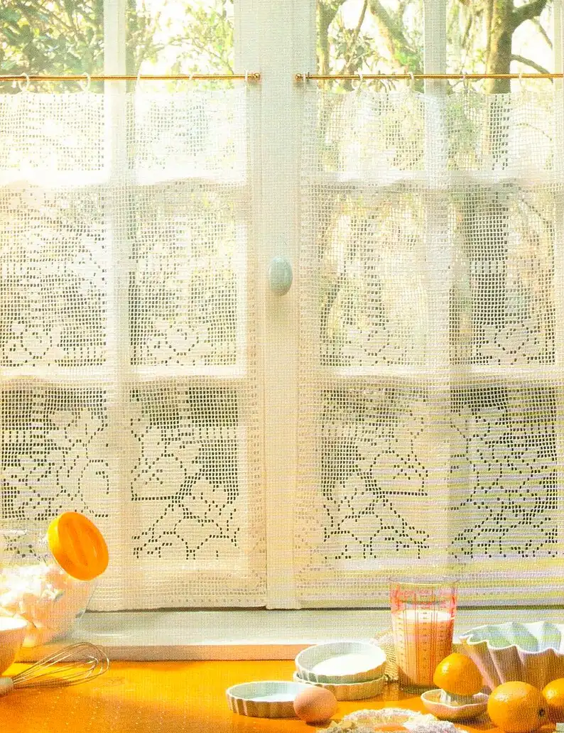 Lacy Cafe Curtain Country Cottage Kitchen Style