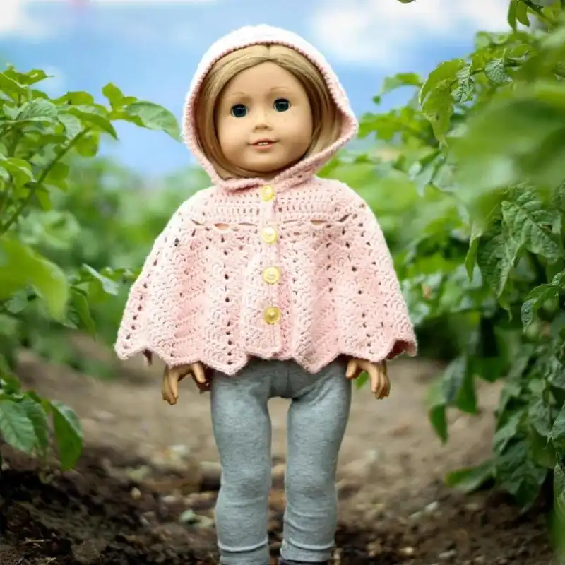 18" Doll Hooded Chevron Cape