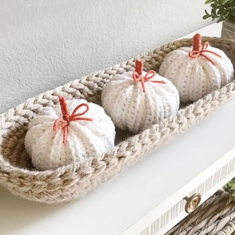 Crochet Dough Bowl Pattern With Pumpkins