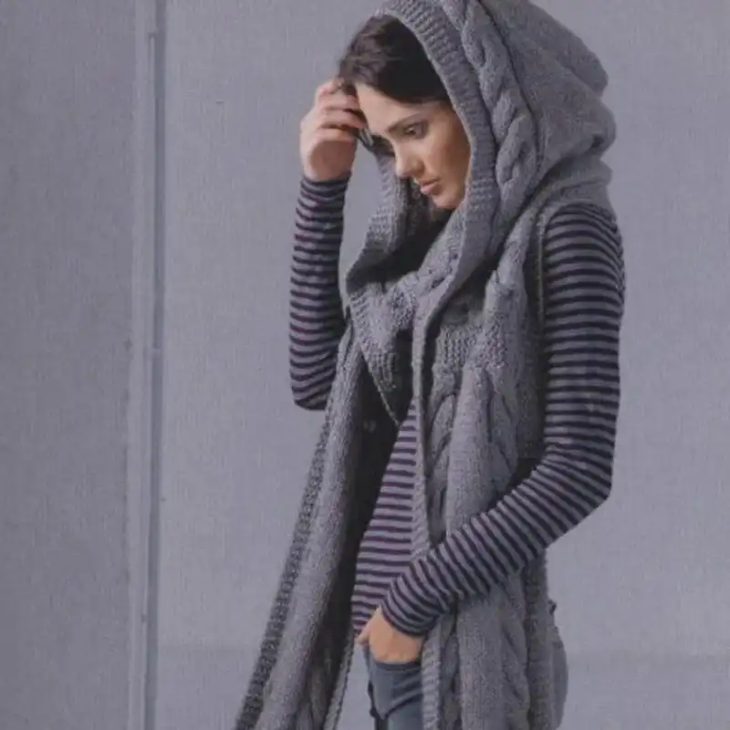 Hooded Cable Scarf Knitting Pattern