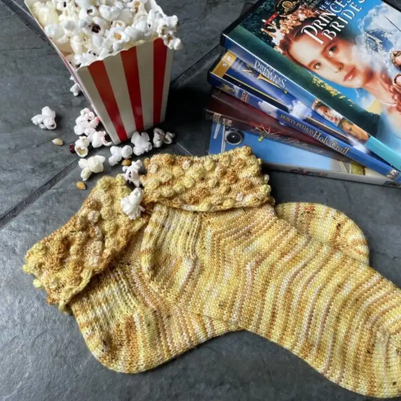 Lace And Popcorn Stitch Socks