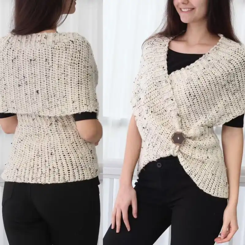 Leya Crochet Infinity Wrap-Vest
