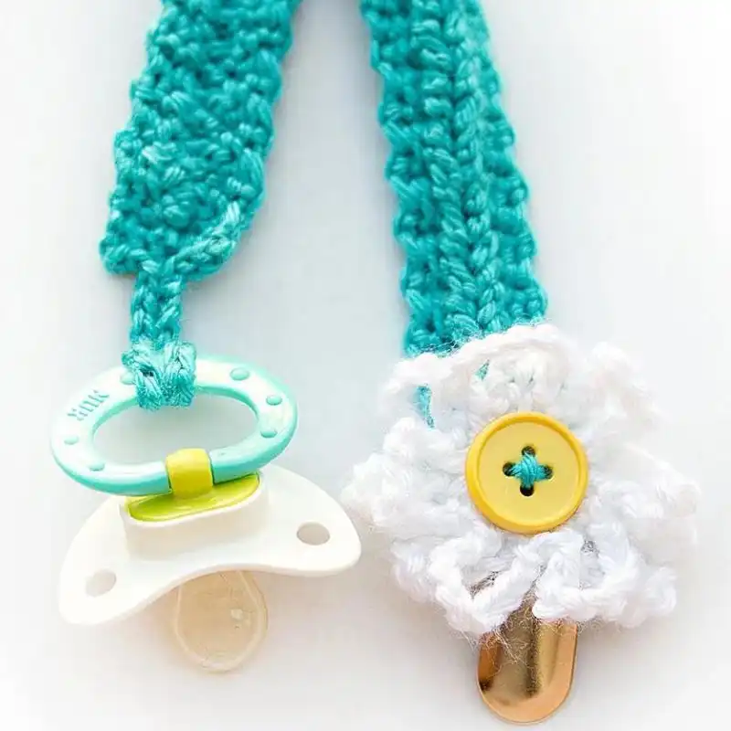 Floral Braided Pacifier Clip