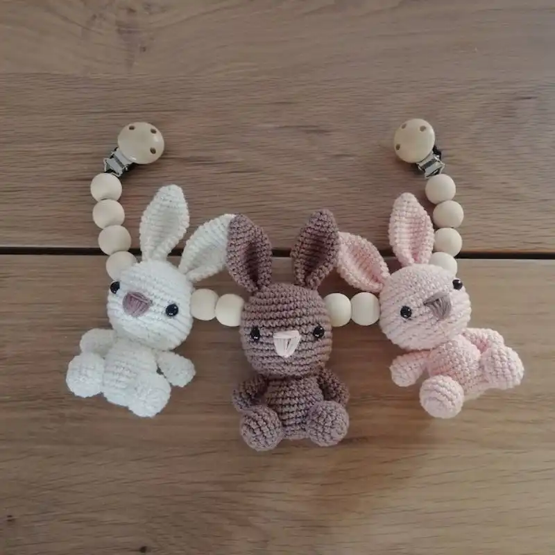 Crochet Bunny Chain Stroller Toy
