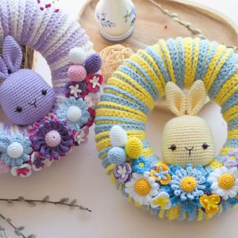 Easter Wreath With Bunny And Flowers