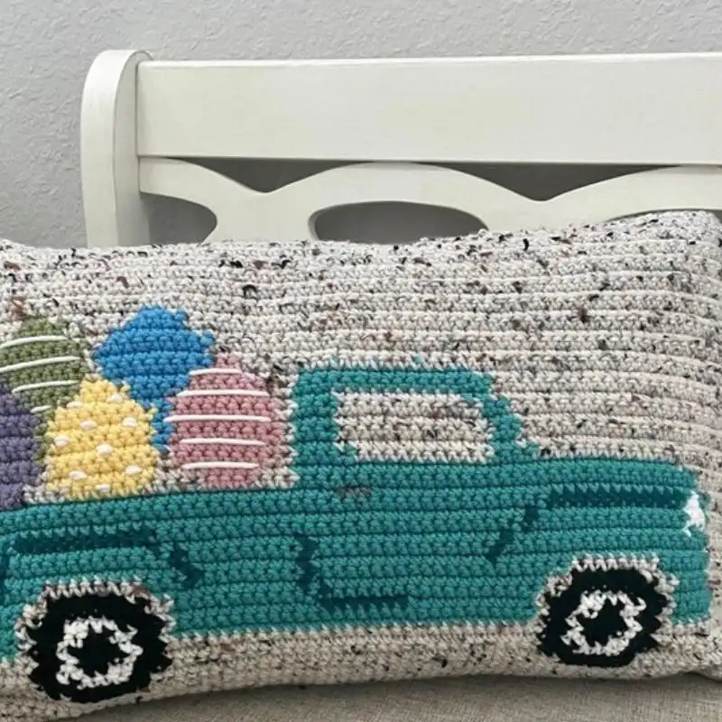 Easter Vintage Truck Pillow