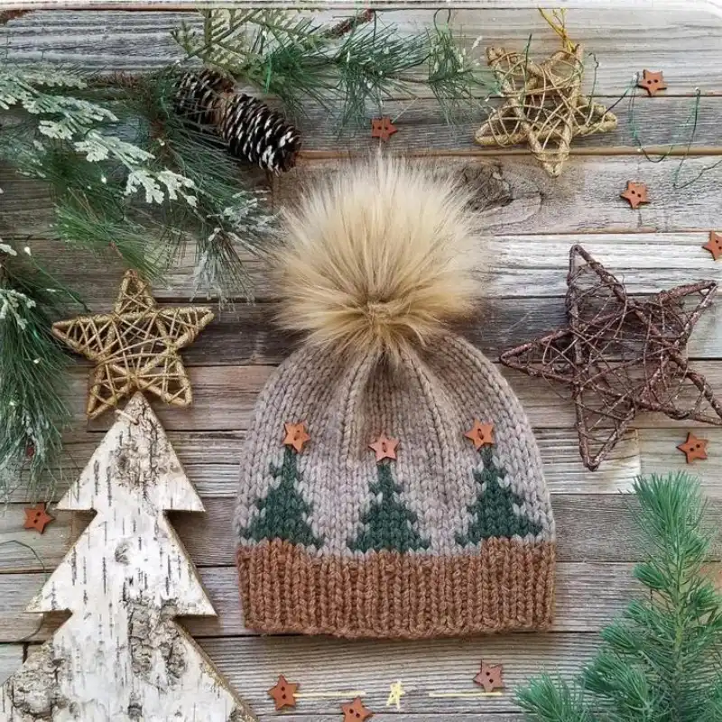 Christmas Trees Fair Isle Knit Hat