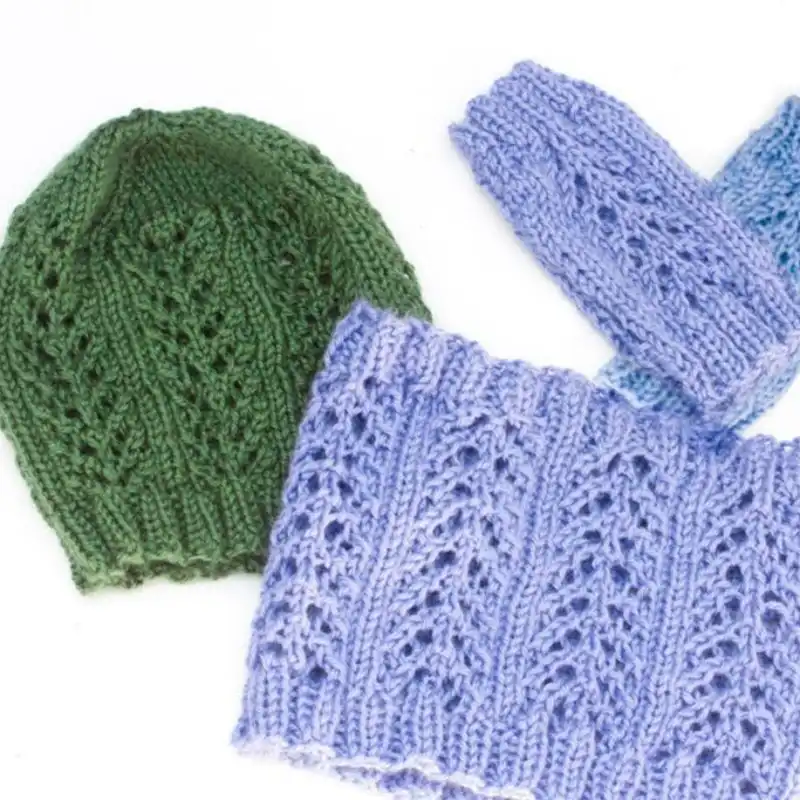 Easy Lace Knitting Gloves Hat Cowl