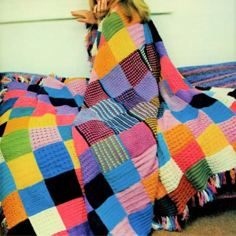 Vintage Knitting Pattern Large Patchwork Squares