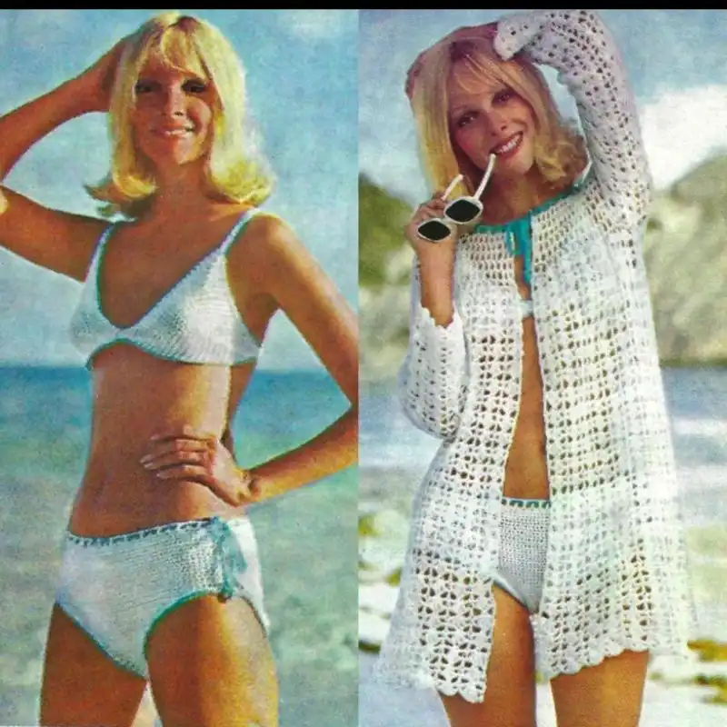 1970s Beach Crochet Bikini