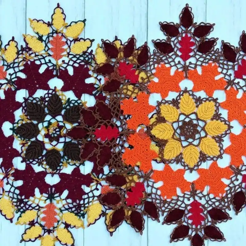 Autumn Leaves And Lace Doily Pattern