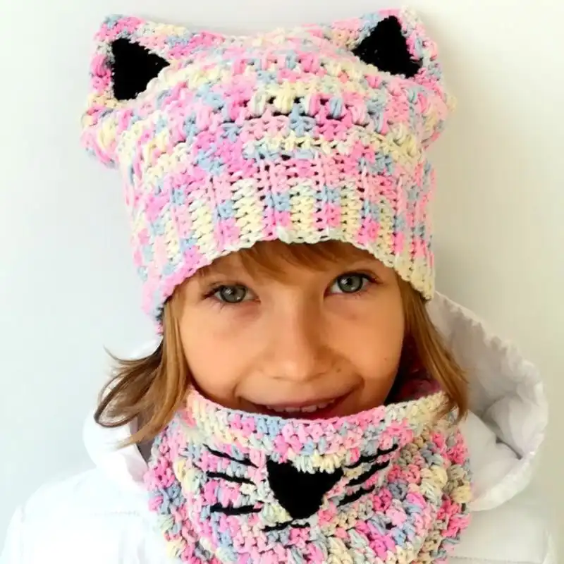 Cat Hat And Cowl Set Crochet Pattern