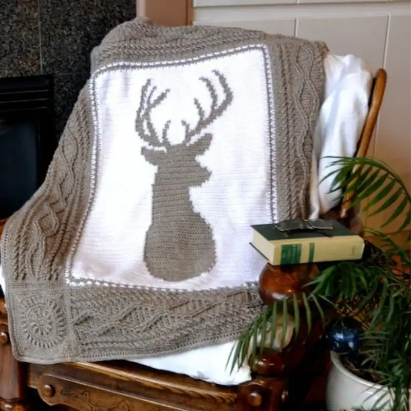 Crochet Deer Afghan Blanket