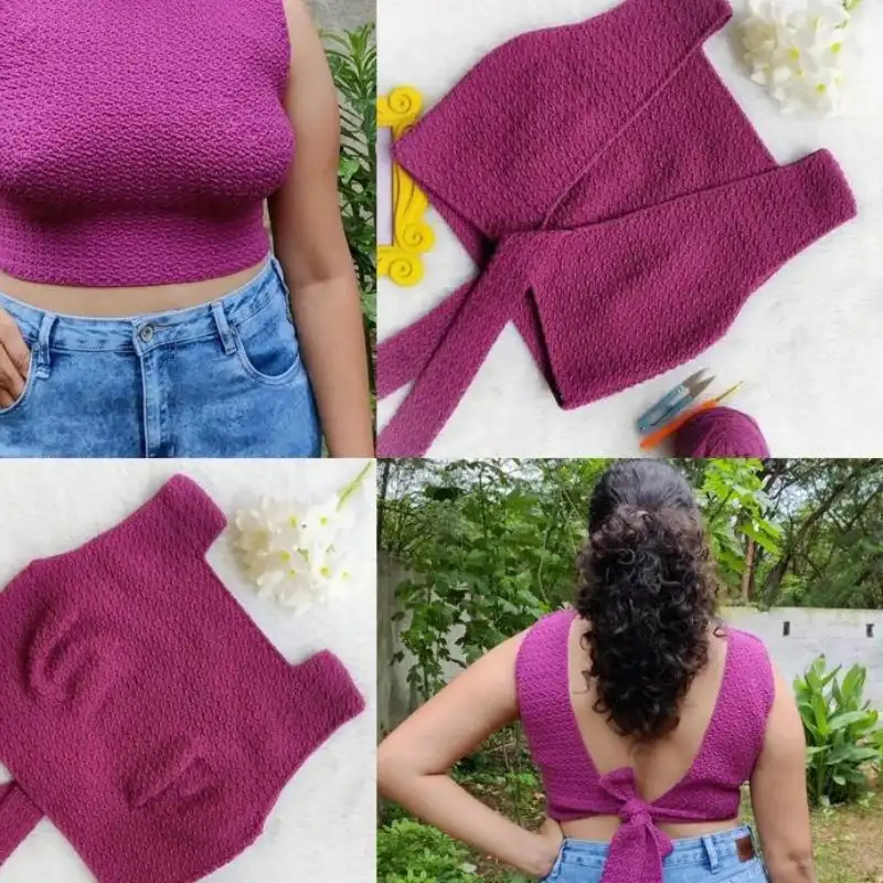 Ivy Open Back Textured Top Written Crochet Pattern