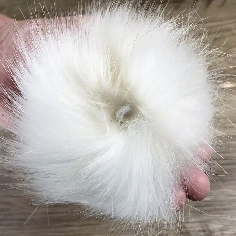 Natural White Faux Fur Pom Poms
