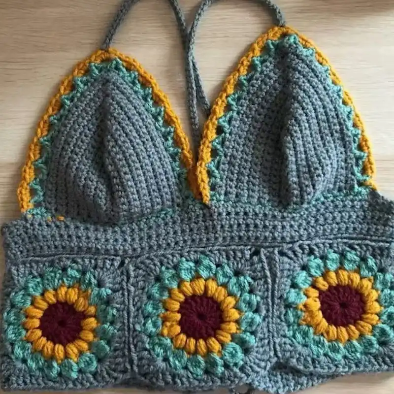 Sunflower Boho Crochet Halter Top Crochet Pattern