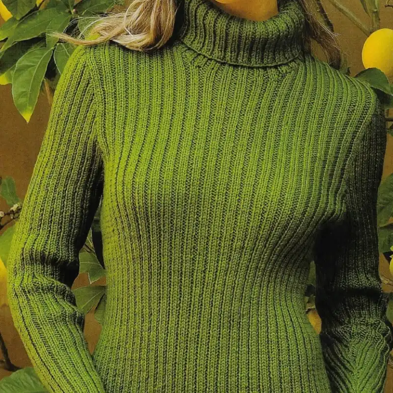 Women's Double Rib Polo Neck Sweater