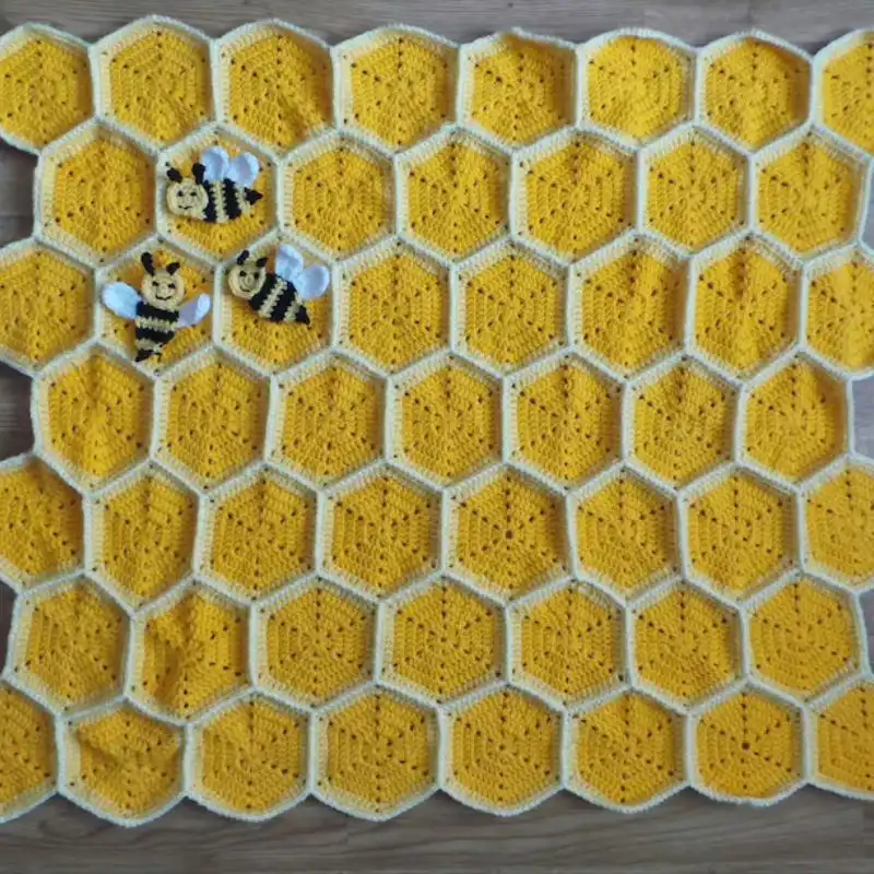 Bee Happy Honeycomb Baby Blanket