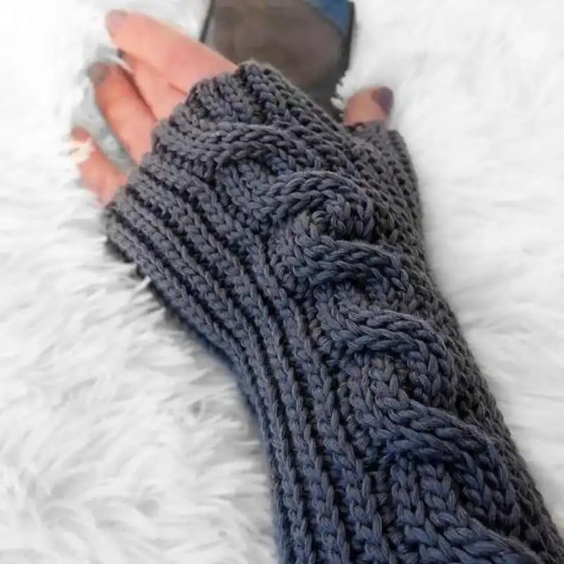 Cable Knits-Look Fingerless Gloves Crochet Pattern