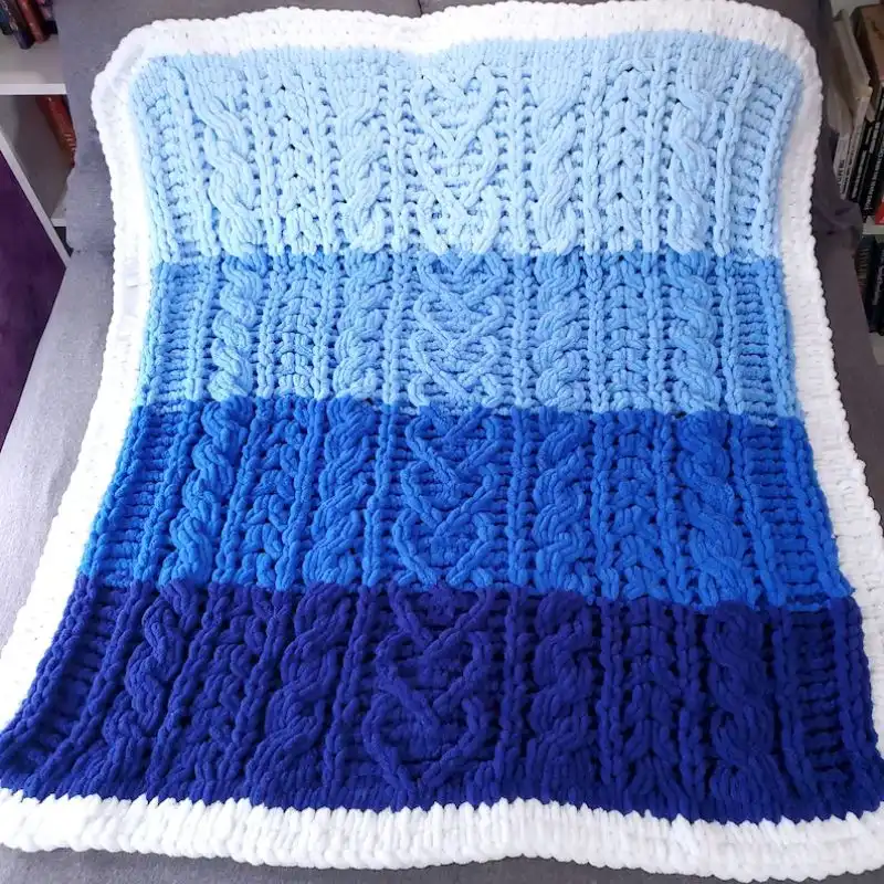 Cabled Hearts Throw Blanket