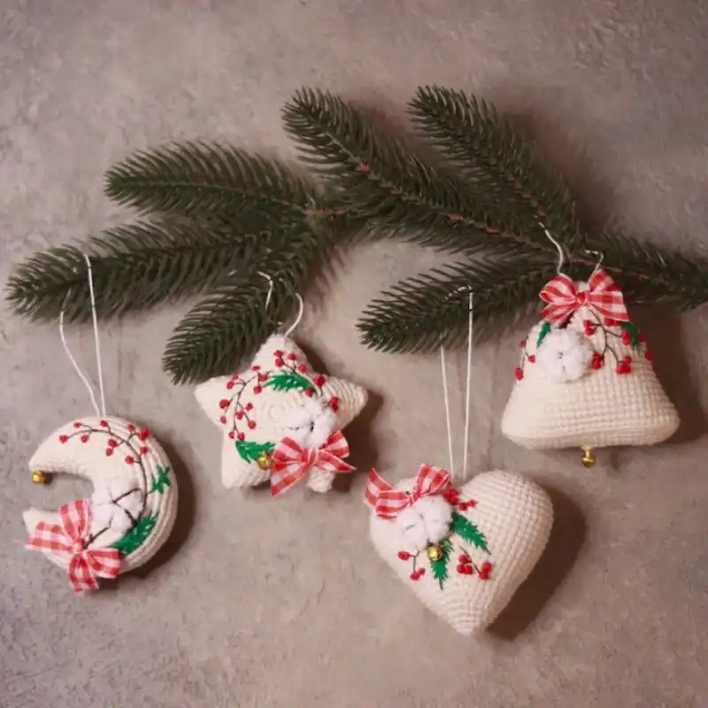 Christmas Ornaments: Heart, Star, Moon, Bell