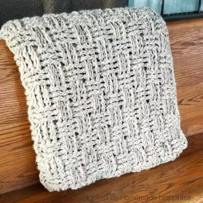 Chunky Basketweave Throw Blanket Crochet Pattern