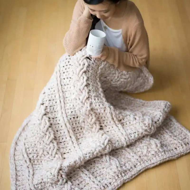 Chunky Braided Cabled Blanket Crochet Pattern