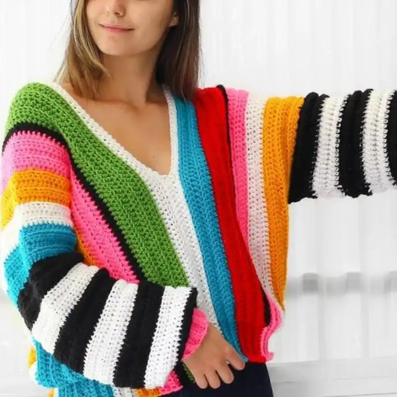Colorful Stripes Oversize Pullover