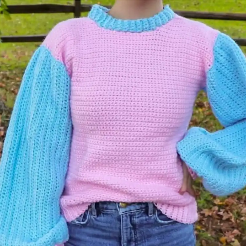 Cotton Candy Puff Sleeve Sweater