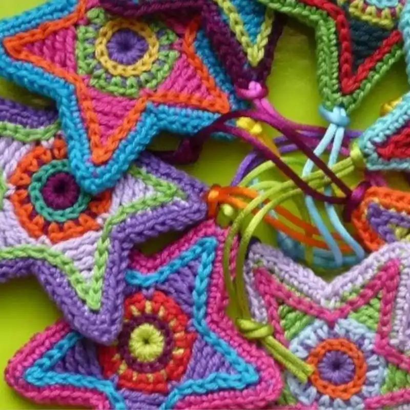Crochet Colorful Star Pattern Decoration