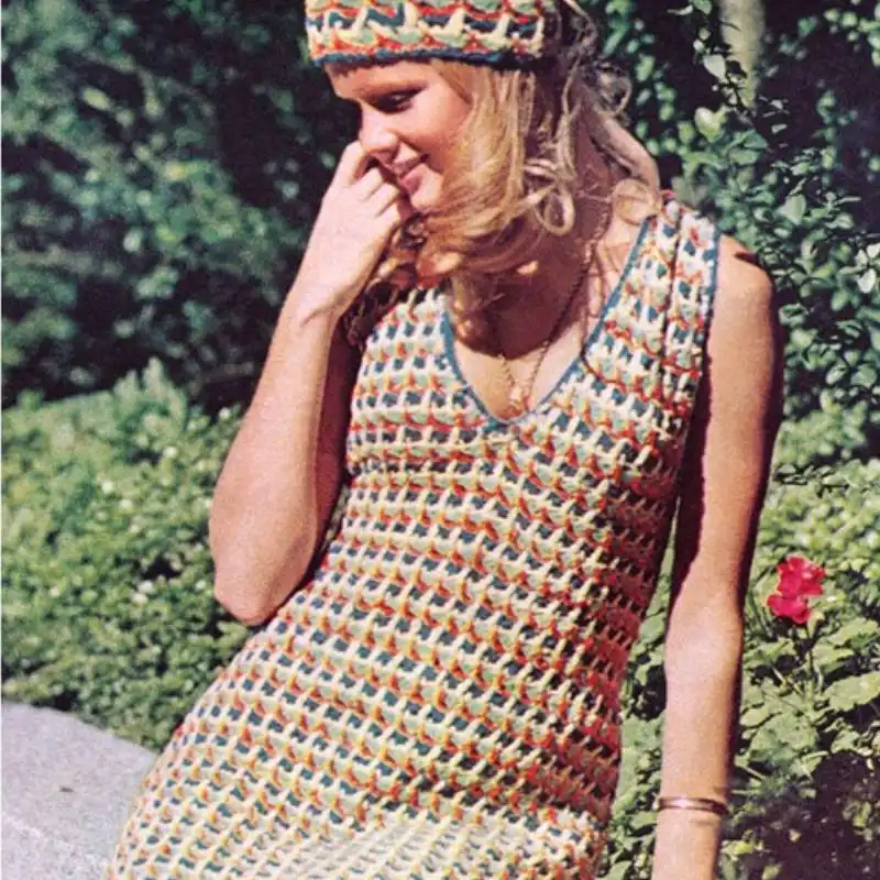 Crochet Dress Pattern Vintage Cap & Dress