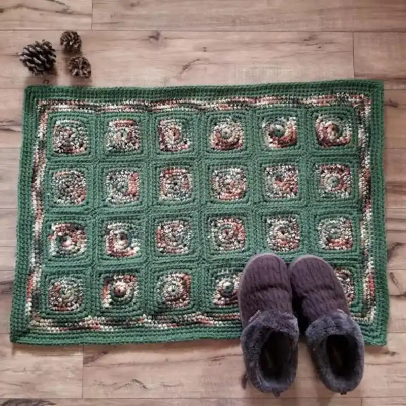 Crochet Granny Square Cabin Rug Pattern
